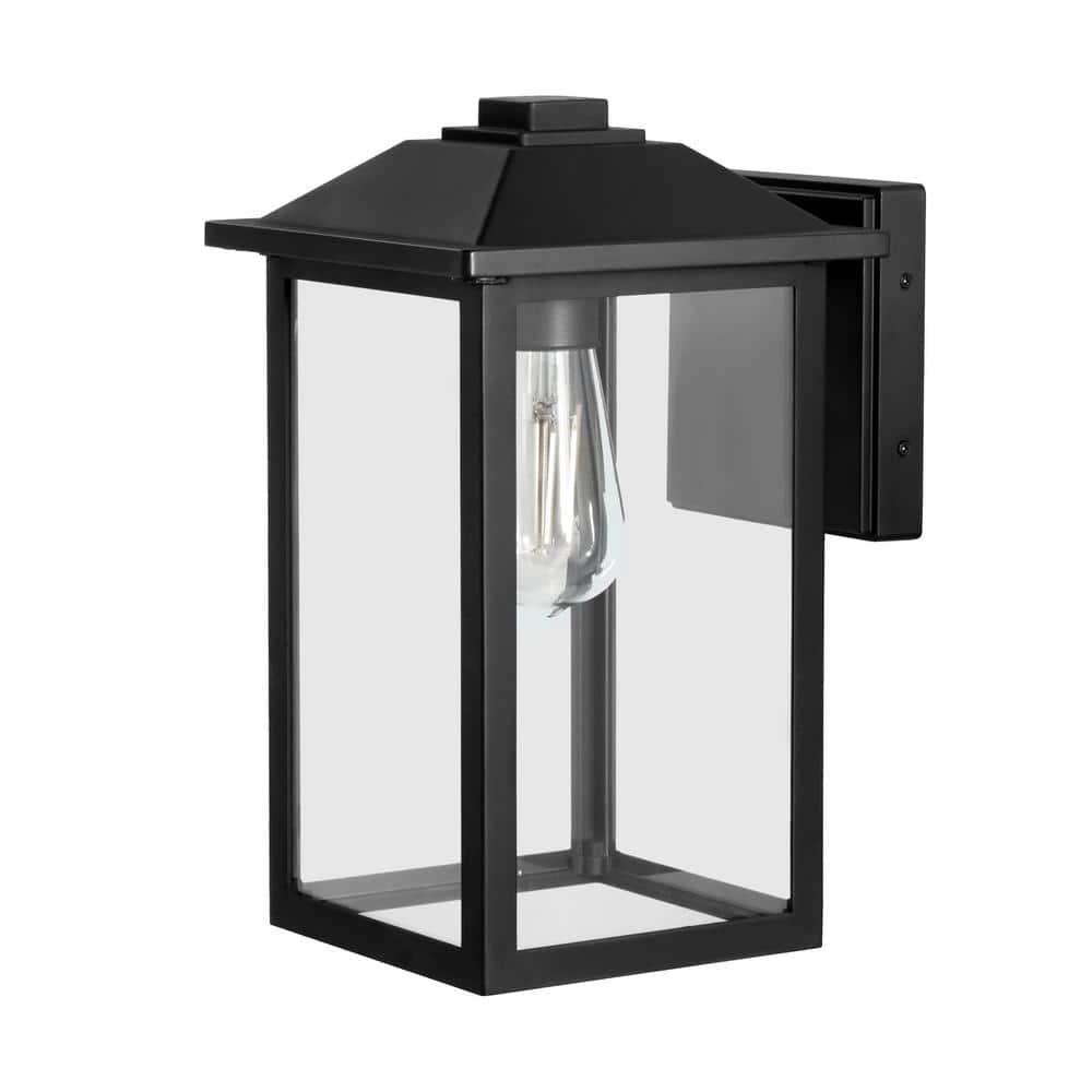 1-Light 12 in. Black Hardwired Transitional Outdoor Wall Light Lantern Sconce with Clear Glass - jwy6zsdeox1f0rd75fmu@2x.jpg