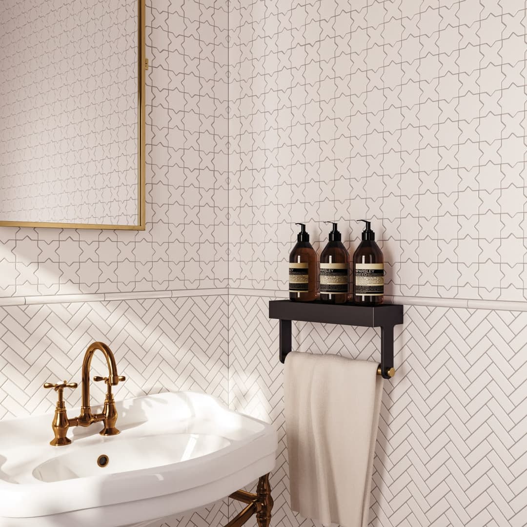 Le Cafe 1" x 3" Herringbone Matte Porcelain Mosaic Tile in White - jzgli8t88mckhazelfch@2x.jpg