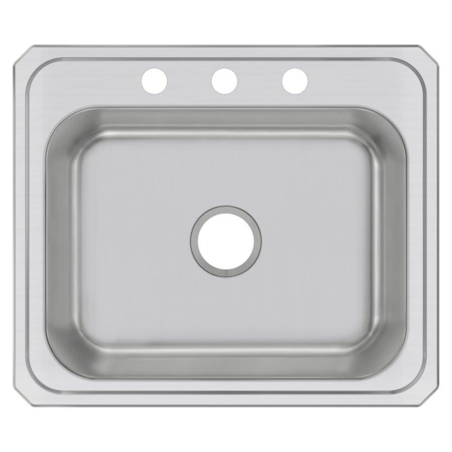 Celebrity Single Bowl Kitchen Sink, Top Mount, 25 x 21-1/4 in, 6-3/4 in Bowl Depth, 3-Hole, 20 ga Brushed Satin Steel, Stainless - k1m2zyrt341lz35ykhst@2x.jpg