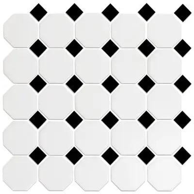 MG SN WH 12X12 W/ BLK OCT MOSAIC