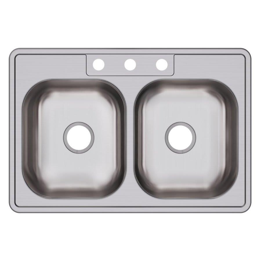 Dayton® Double Bowl Kitchen Sink, Top Mount, ADA, 33 x 22 in, 6-3/8 in Bowl Depth, 3-Hole, 22 ga Satin Steel, Stainless - kacjbeagffp4ckqwb3l4@2x.jpg