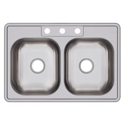 Dayton® Double Bowl Kitchen Sink, Top Mount, ADA, 33 x 22 in, 6-3/8 in Bowl Depth, 3-Hole, 22 ga Satin Steel, Stainless - kacjbeagffp4ckqwb3l4@2x.jpg