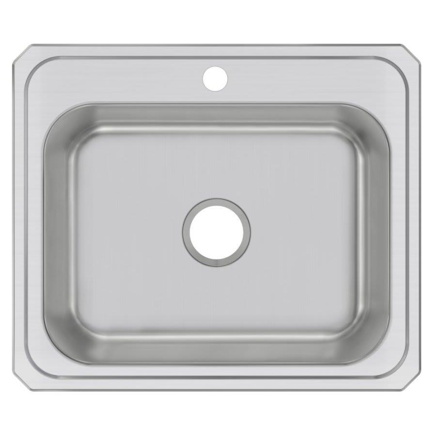 Celebrity Single Bowl Kitchen Sink, Top Mount, 25 x 21-1/4 in, 6-3/4 in Bowl Depth, 1-Hole, 20 ga Brushed Satin Steel, Stainless - kd7wlinsm2biggo9zniu@2x.jpg