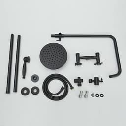 BWE 2-Spray Outdoor Wall Bar Shower Kit 8 in. Round Rain Shower Head with Hand Shower and 2 Cross Knobs in Matte Black A-98015-B - kesviglb9qphnpufjmvx@2x.jpg