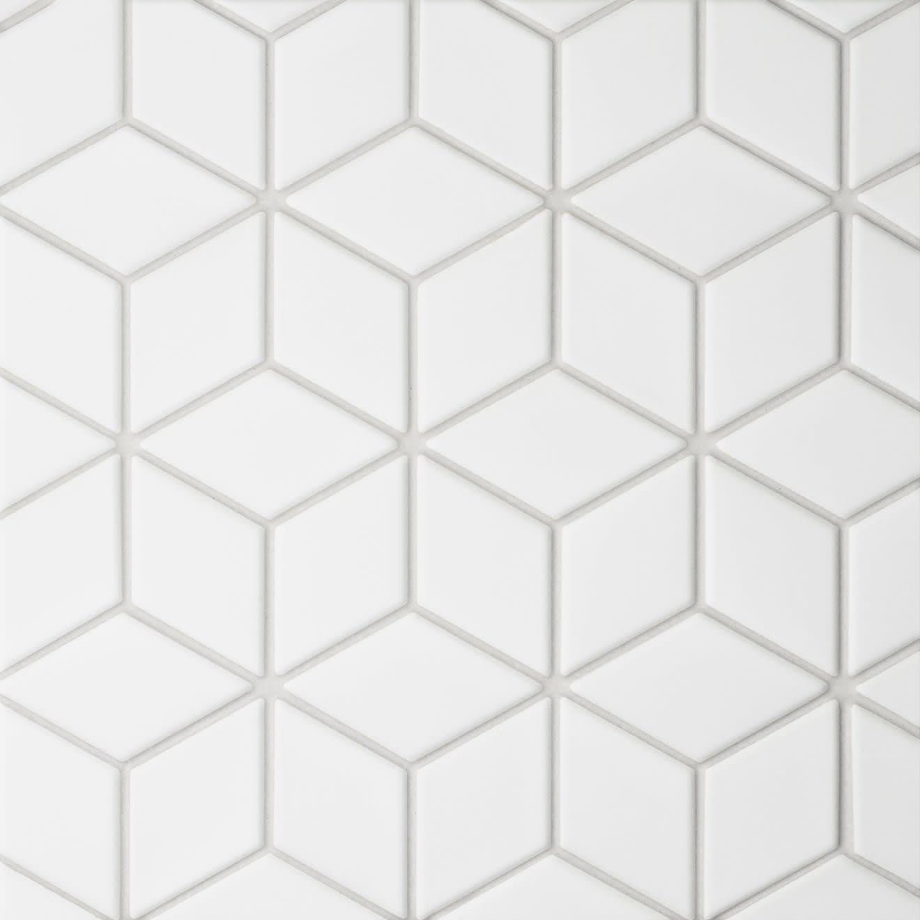 Le Cafe 2" x 3" Diamond Matte Porcelain Mosaic Tile in White