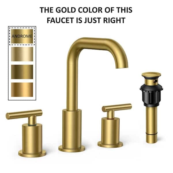 androme 8 in. Widespread 2-Handle Bathroom Sink Faucet with 360° Swivel Spout, Pop Up Drain in Gold H0301G - kkrzwnr8rgnohdsrewws@2x.jpg