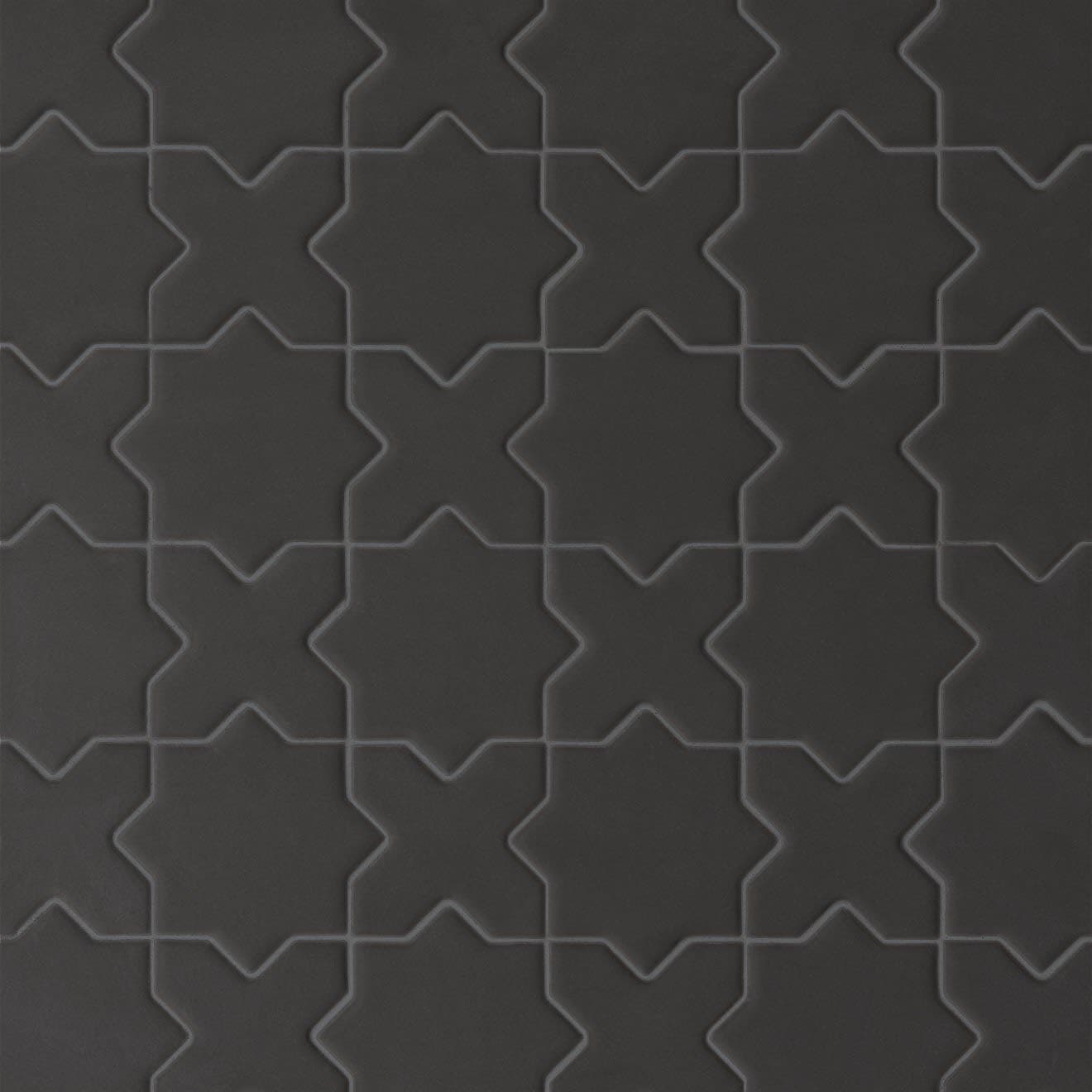 Le Cafe 2" x 2" Cross and Star Matte Porcelain Mosaic Tile in Black