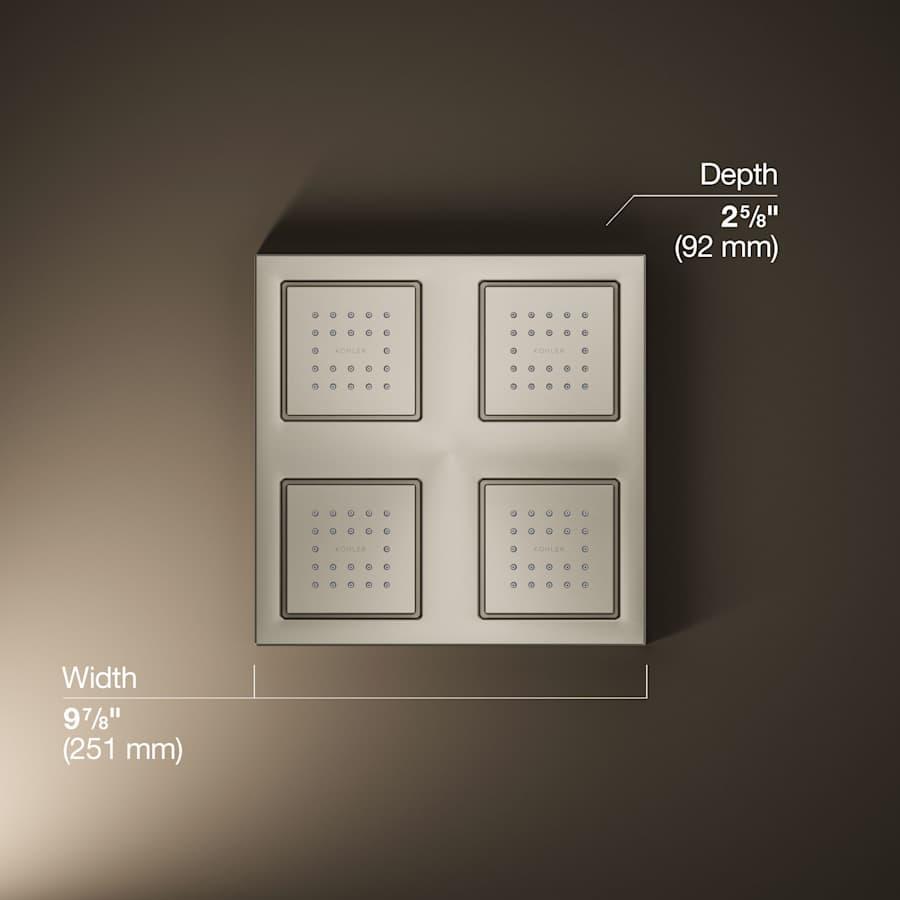 WaterTile Rain 9-7/8" Square 2.4 GPM Overhead Showering Panel with Four 22-Nozzle Fully Adjustable Sprayheads Featuring MasterClean Sprayfaces - kmgk4bbcik1hdwygejdc@2x.jpg