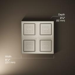 WaterTile Rain 9-7/8" Square 2.4 GPM Overhead Showering Panel with Four 22-Nozzle Fully Adjustable Sprayheads Featuring MasterClean Sprayfaces - kmgk4bbcik1hdwygejdc@2x.jpg