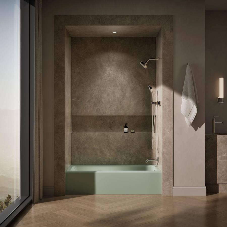 Bellwether Bath Tub 60" L x 30 1/4" W Cast Iron Soaking for Three Wall Alcove Installations with Integral Apron and Right Drain - kohler-k-838-alternate-image-838@2x.jpg