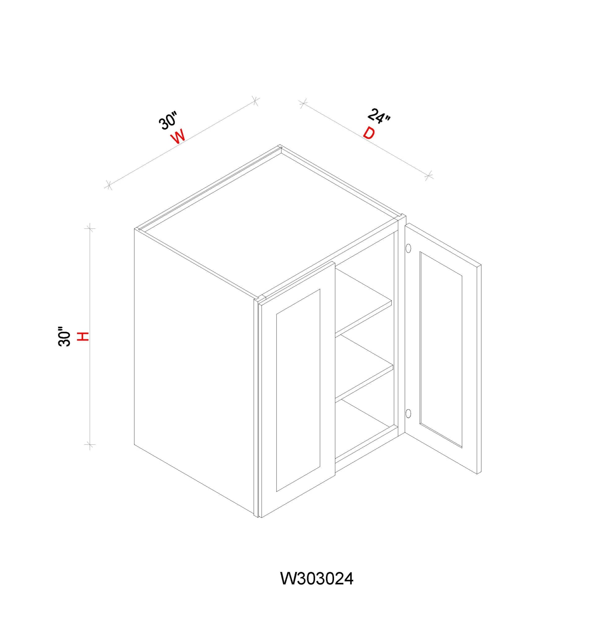 Wall Refrigerator Cabinet - 30"W x 30"H x 24"D