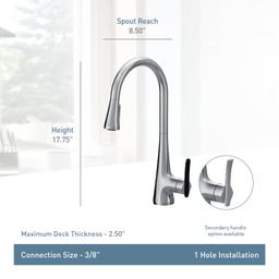 Sinema 1.5 GPM Single Hole Pull Down Kitchen Faucet with Reflex, Duralock and Duralast - kxhhndbqw4b3dpnrwbn5@2x.jpg