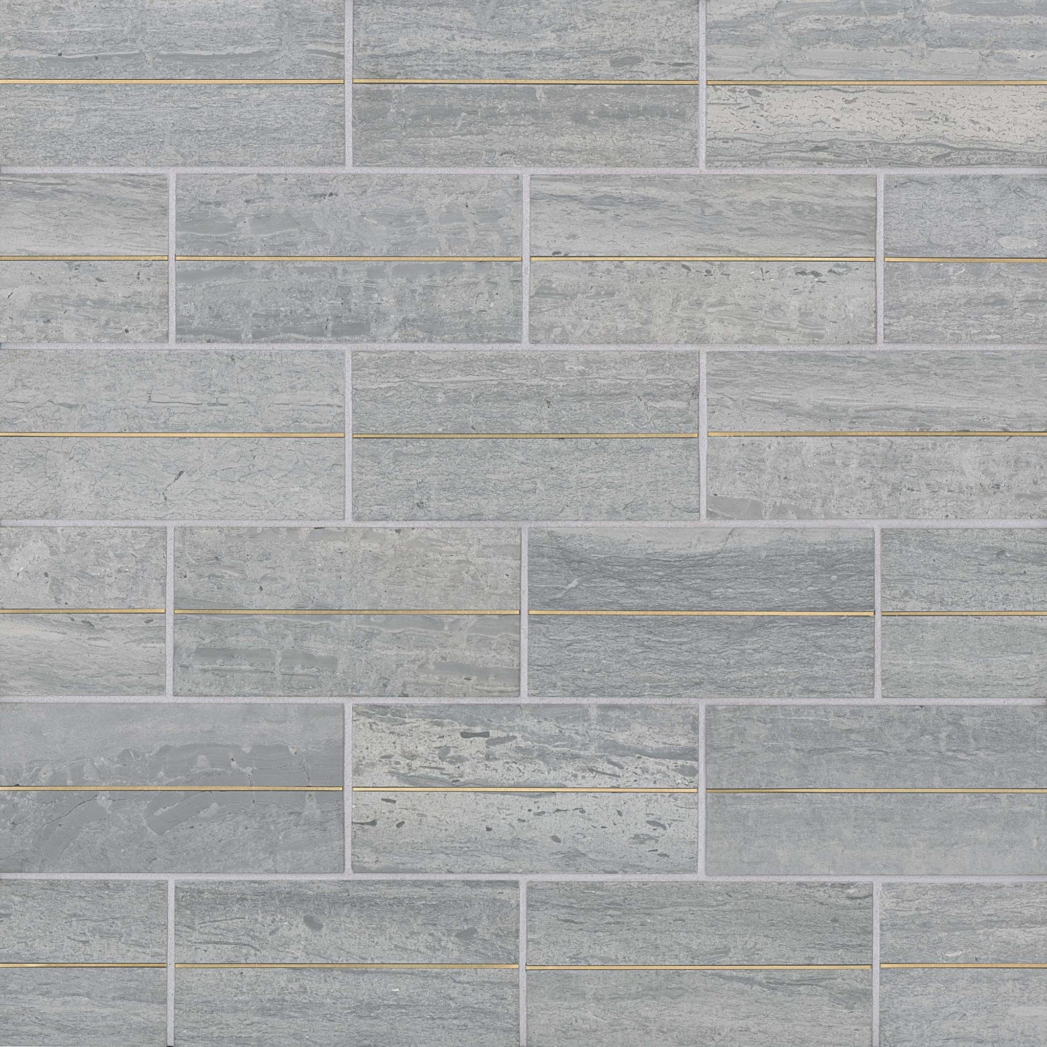 Ferrara Argento 3x6 Decorative Tile W-Brass Honed