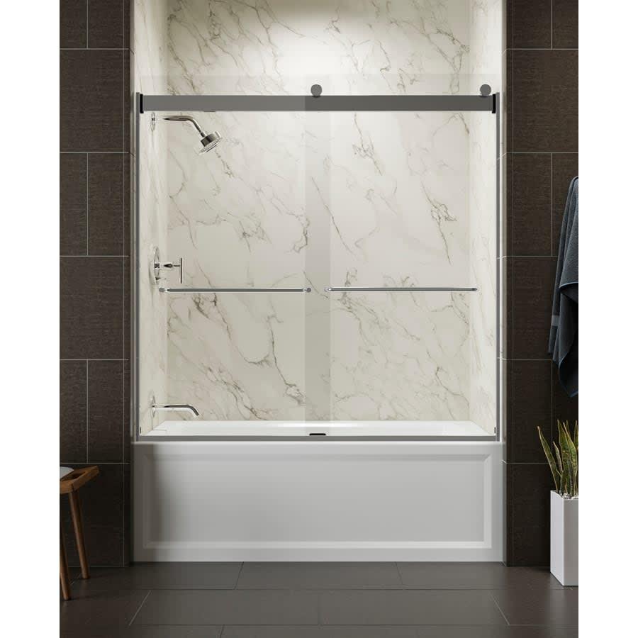 Levity 59-3/4" High x 59-5/8" Wide Sliding Frameless Tub Door with Clear Glass - l2vzwzdhuwxehx6ncnaw@2x.jpg