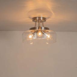 11 in. 3-Light Satin Nickel Transitional Semi-Flush Mount with Clear Glass Shade and No Bulbs Included - l6wgbxjexk9runhebad2@2x.jpg