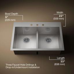 Vault 33" Double Basin Top-Mount/Under-Mount 18-Gauge Stainless Steel Kitchen Sink with Smart Divide - lanhmieaeimuev8i3myu@2x.jpg