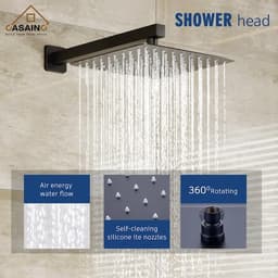 CASAINC 1-Handle 3-Spray Pattern 12 in. Wall Mount Shower Set Shower Head, Tub and Shower Faucet, Matte Black (Valve Included) WF-W98103H-12 - lbbctvhwewbvesljufgh@2x.jpg