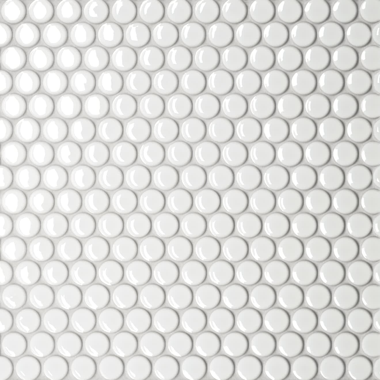 Le Cafe White 3/4" Penny Round Mosaic Gloss