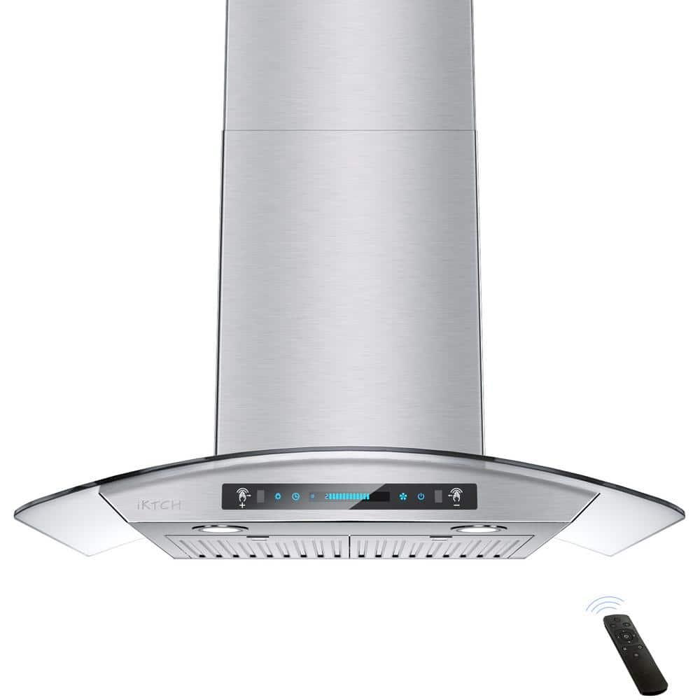 29.3 in. Wall Mount Range Hood Tempered Glass 900 CFM in Stainless Steel with LED Light and Remote Control - lqudditt1xtkbljqp53g@2x.jpg