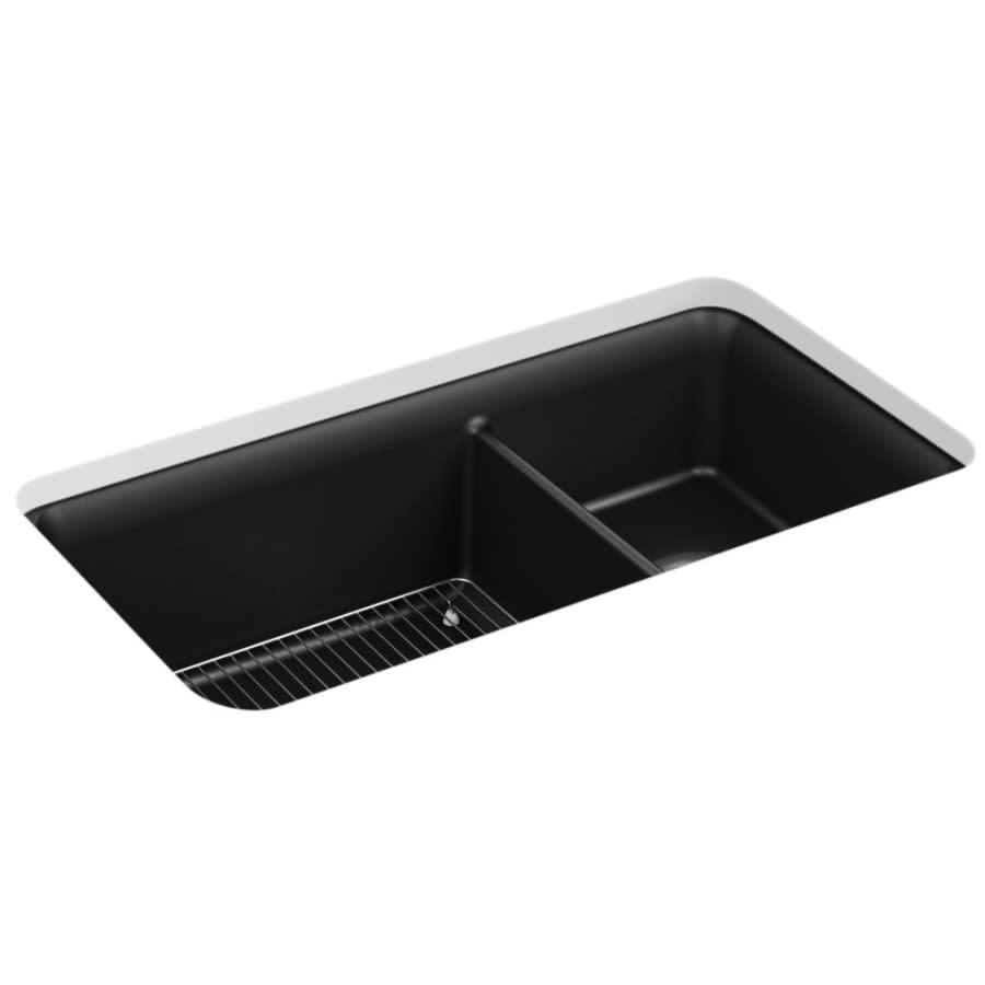 Cairn Slim Divide 33-1/2" Undermount Double Bowl Neoroc Granite Composite Kitchen Sink with Large Bowl Sink Rack - lrfkbkh4ozfnhx8wlura@2x.jpg