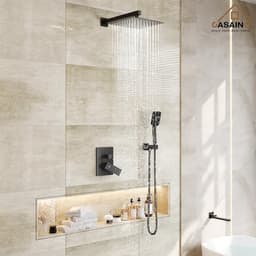 CASAINC 1-Handle 3-Spray Pattern 12 in. Wall Mount Shower Set Shower Head, Tub and Shower Faucet, Matte Black (Valve Included) WF-W98103H-12 - lrnz4snmbwfsiv22z0o7@2x.jpg