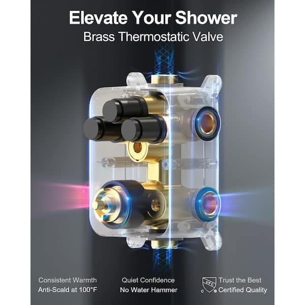 GRANDJOY Multiple Press 7-Spray Ceiling Mount Anti Scald 12 in. Fixed and Handheld Shower Head in Matte Black Valve Included SRSFS1007-BK12 - lsgttn9a2lj1lfy54fok@2x.jpg