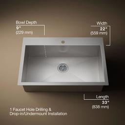 Vault 33" Single Basin Top-Mount/Under-Mount 18-Gauge Stainless Steel Kitchen Sink with SilentShield - lsmf9g8lhtbukqbglkgq@2x.jpg