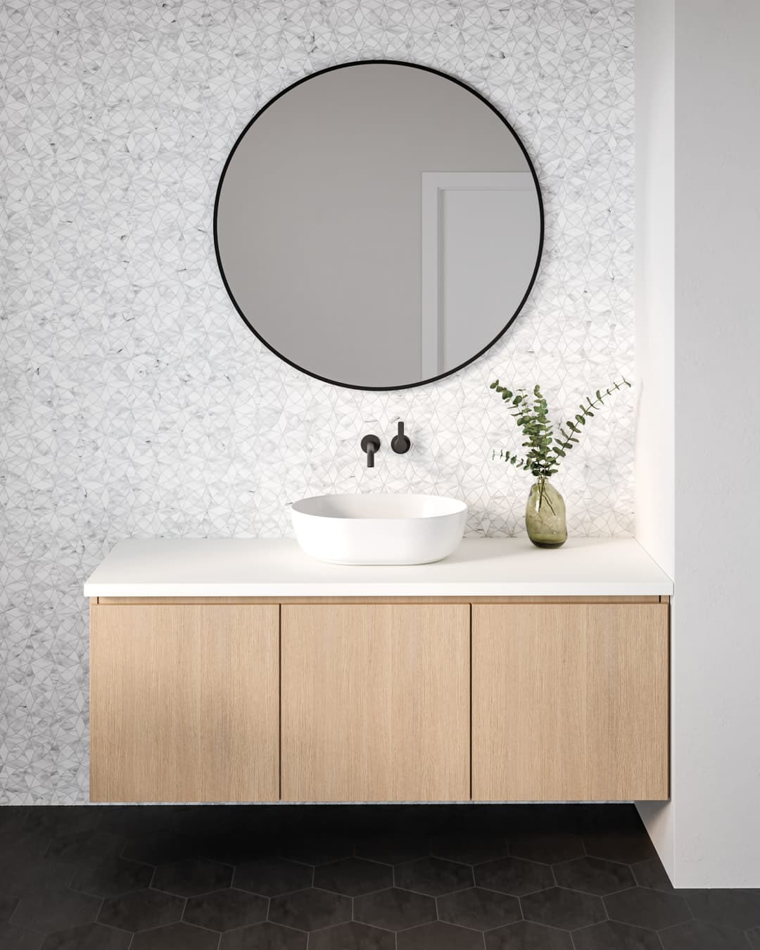Allora 8.5" x 10" Hexagon Matte Porcelain Tile in Solid Black - lsns1cpm5iawm18z4iba@2x.jpg