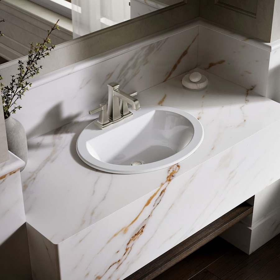 Bryant 20-1/8" Oval Vitreous China Drop In Bathroom Sink with Overflow and 3 Faucet Holes at 4" Centers