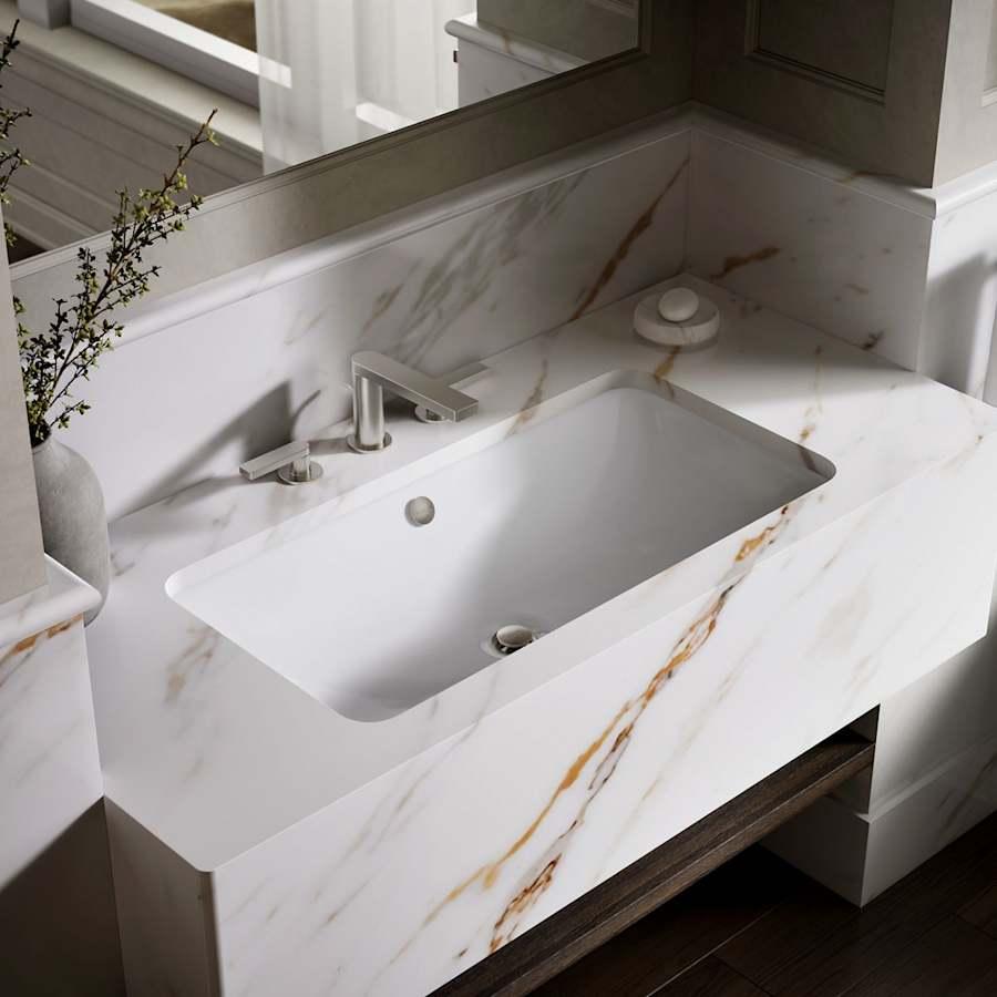 Iron Plains 30" Cast Iron Drop-In or Undermount Bathroom Sink with Overflow