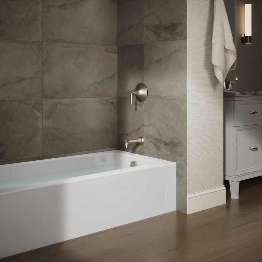 Entity 60" x 30" Three Wall Alcove Acrylic Soaking Tub with Right Drain