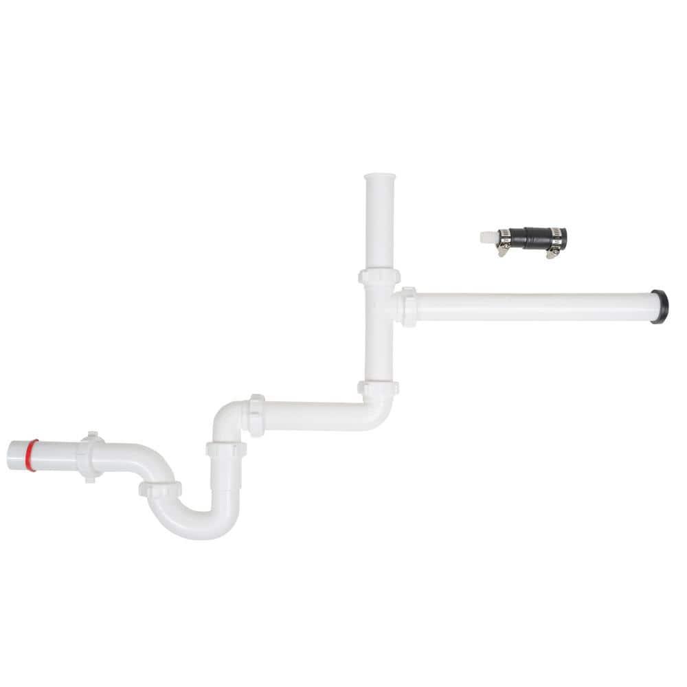 1-1/2 in. White Plastic Slip-Joint Garbage Disposal Install Kit with Dishwasher Garbage Disposal Connector - mnsh3fwqsukquzxnsihz@2x.jpg