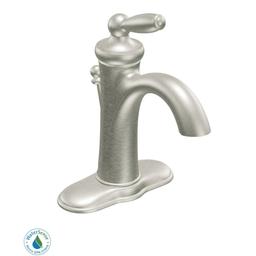 Single Handle Single Hole Bathroom Faucet from the Brantford Collection (Valve Included) - moen-6600bn-150@2x.jpg