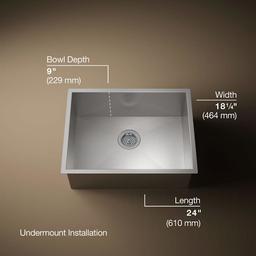 Vault 24" Undermount Single Basin Stainless Steel Kitchen Sink with SilentShield Technology - mspimxzybkxez33ezew5@2x.jpg