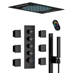 YAWWALK Thermostatic 15-Spray Ceiling Mount 23 x 15 in. Rectangle LED Mood Lighting Shower System with Valve in Matte Black CR1-S025-BI-1 - mumwuvj9mqavoirpblcy@2x.jpg