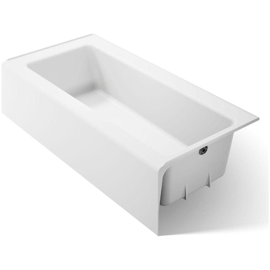 Bellwether Bath Tub 66" L x 32" W Cast Iron Soaking for Three Wall Alcove Installations with Integral Apron and Right Drain