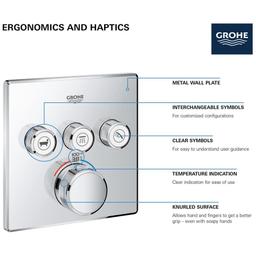 Grohtherm Three Function Thermostatic Valve Trim Only with Four Knob / Push Button Handles, Integrated Diverter, and Volume Control - Less Rough In - mzgbyzggrtic1bzmfq4h@2x.jpg