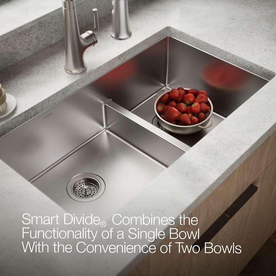 Strive 32" Smart DivideÂ® Under-Mount Large/Medium Double-Bowl Kitchen Sink With Basin Rack - n65e573edlzqrw76ewwf@2x.jpg