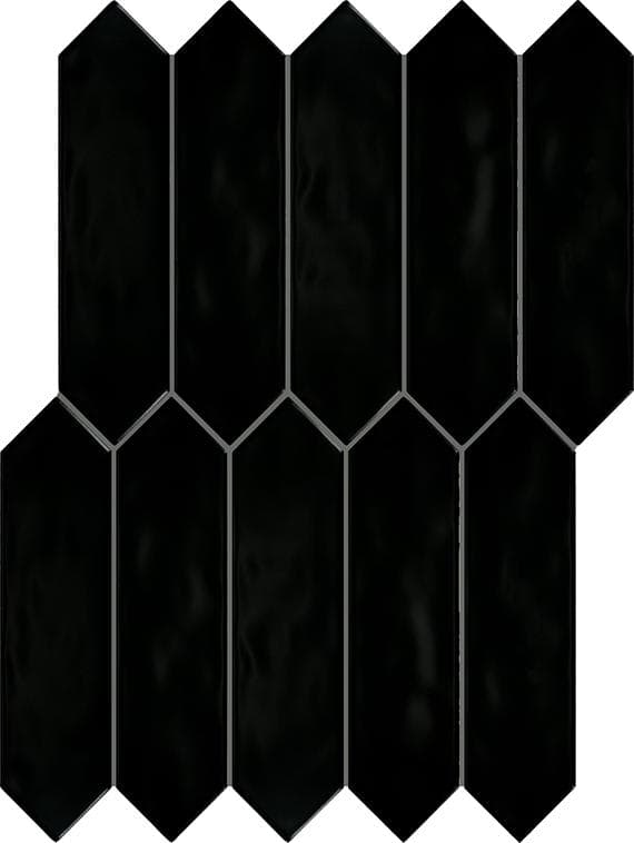 Stagecraft Matte Black Picket, Undulated 3X12 Matte