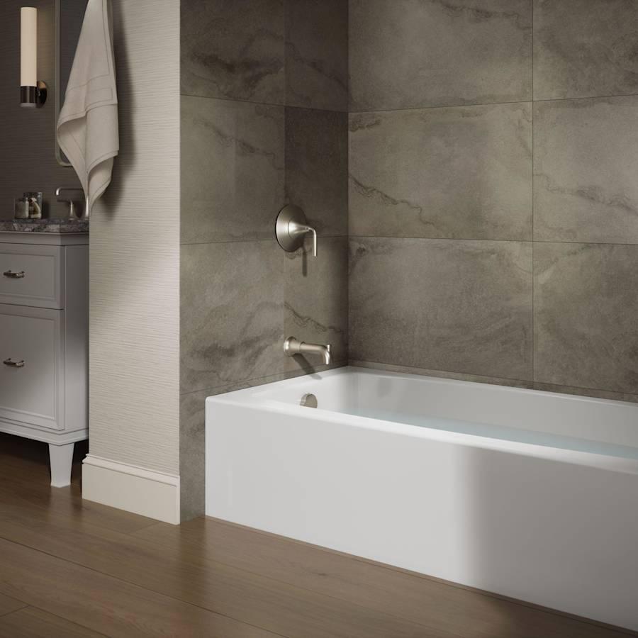 Entity 60" x 30" Three Wall Alcove Acrylic Soaking Tub with Left Drain