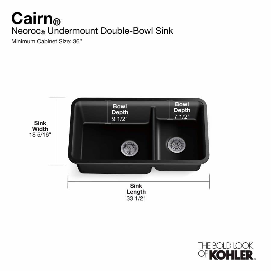 Cairn Slim Divide 33-1/2" Undermount Double Bowl Neoroc Granite Composite Kitchen Sink with Large Bowl Sink Rack - nf28ur91zdpawcaizzzu@2x.jpg