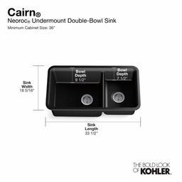 Cairn Slim Divide 33-1/2" Undermount Double Bowl Neoroc Granite Composite Kitchen Sink with Large Bowl Sink Rack - nf28ur91zdpawcaizzzu@2x.jpg