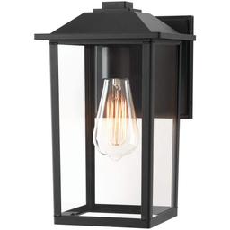 1-Light 12 in. Black Hardwired Transitional Outdoor Wall Light Lantern Sconce with Clear Glass - ngf7nv3lgohb4pxqjcs1@2x.jpg