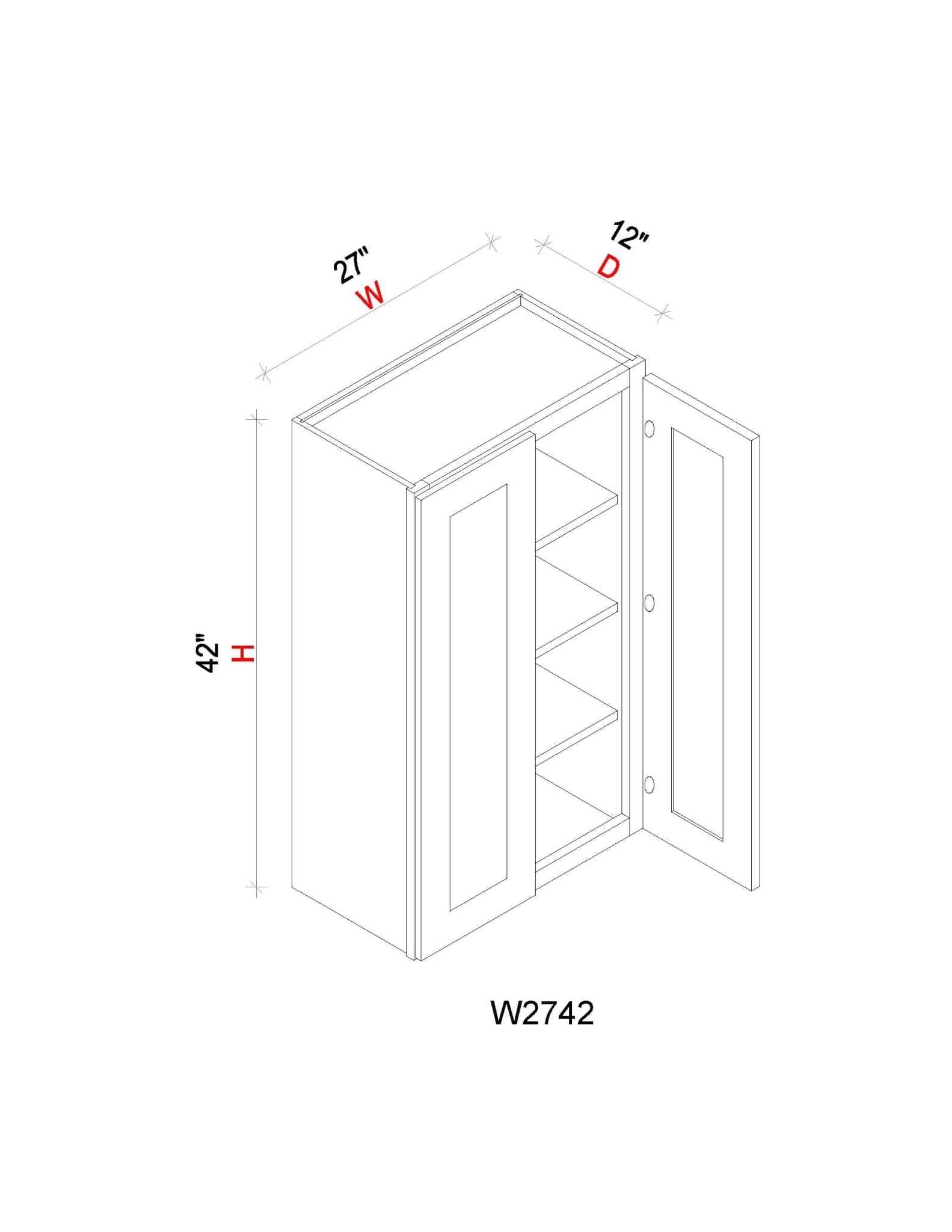 Wall Cabinet - 27"W x 42"H x 12"D
