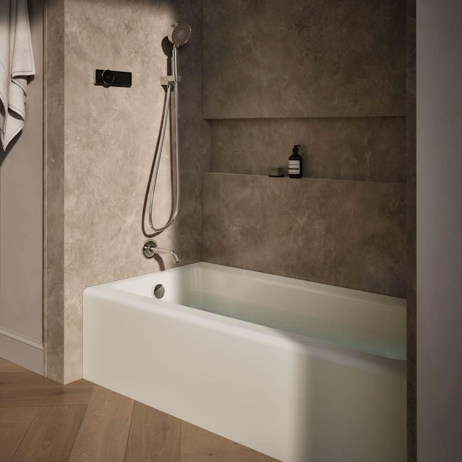 Bellwether Bath Tub 66" L x 32" W Cast Iron Soaking for Three Wall Alcove Installations with Integral Apron and Left Drain - nk6zyewidrpncfrrvsbr@2x.jpg