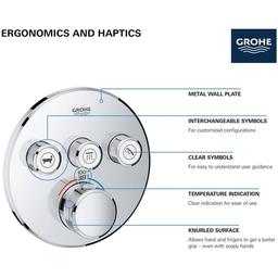 Grohtherm Triple Function Thermostatic Valve Trim Only with Triple Knob Handles and Volume Control - Less Rough In - o3hryielgxaaeien5ypr_x500.jpg