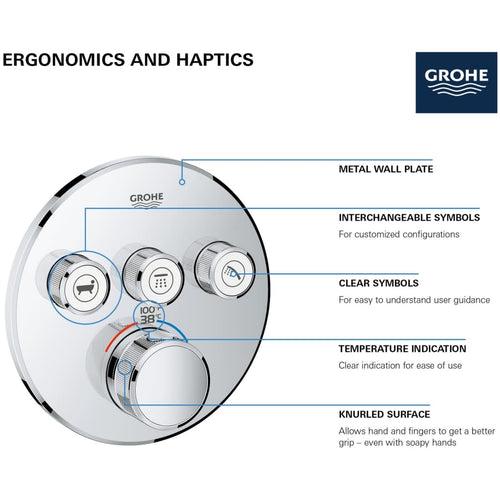 Grohtherm Triple Function Thermostatic Valve Trim Only with Triple Knob Handles and Volume Control - Less Rough In - o3hryielgxaaeien5ypr_x500.jpg