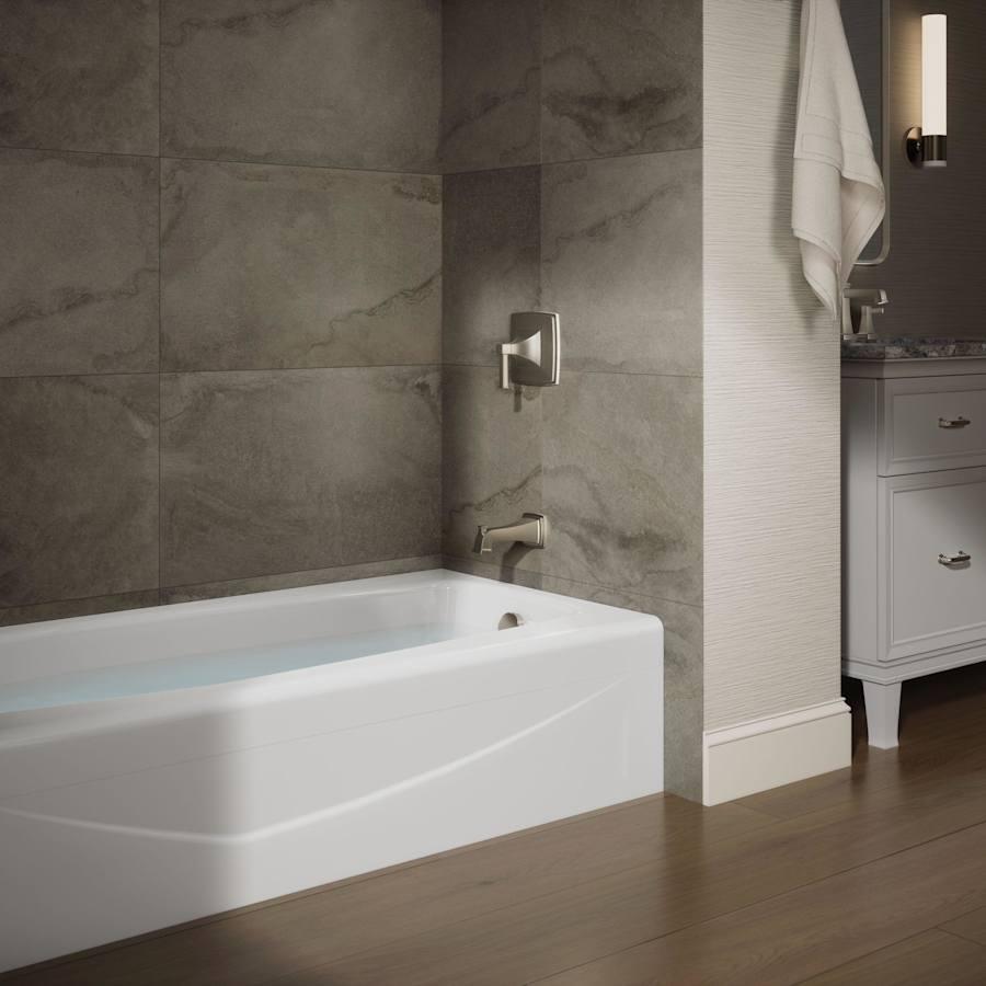 Villager Collection 60" Cast Iron Soaking Bathtub for Three Wall Alcove Installations with Right Hand Drain
