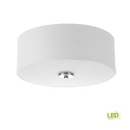 Inspire Collection 13 in. Transitional Brushed Nickel LED Bedroom Drum Shade Ceiling Light with White Linen Shade - obemtqjmqifagpqfgok3@2x.jpg