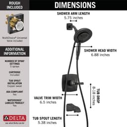 Delta Vesna In2ition Two-in-One Single-Handle 5-Spray Tub and Shower Faucet in Matte Black (Valve Included) 144789-BL-I - odwgd7yoykwqgwtytxcv@2x.jpg